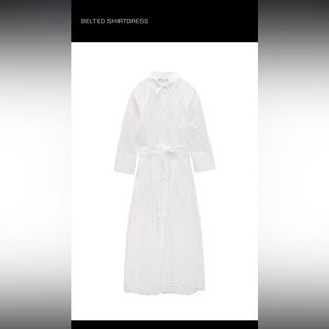 Zara White Belted Shirtdress